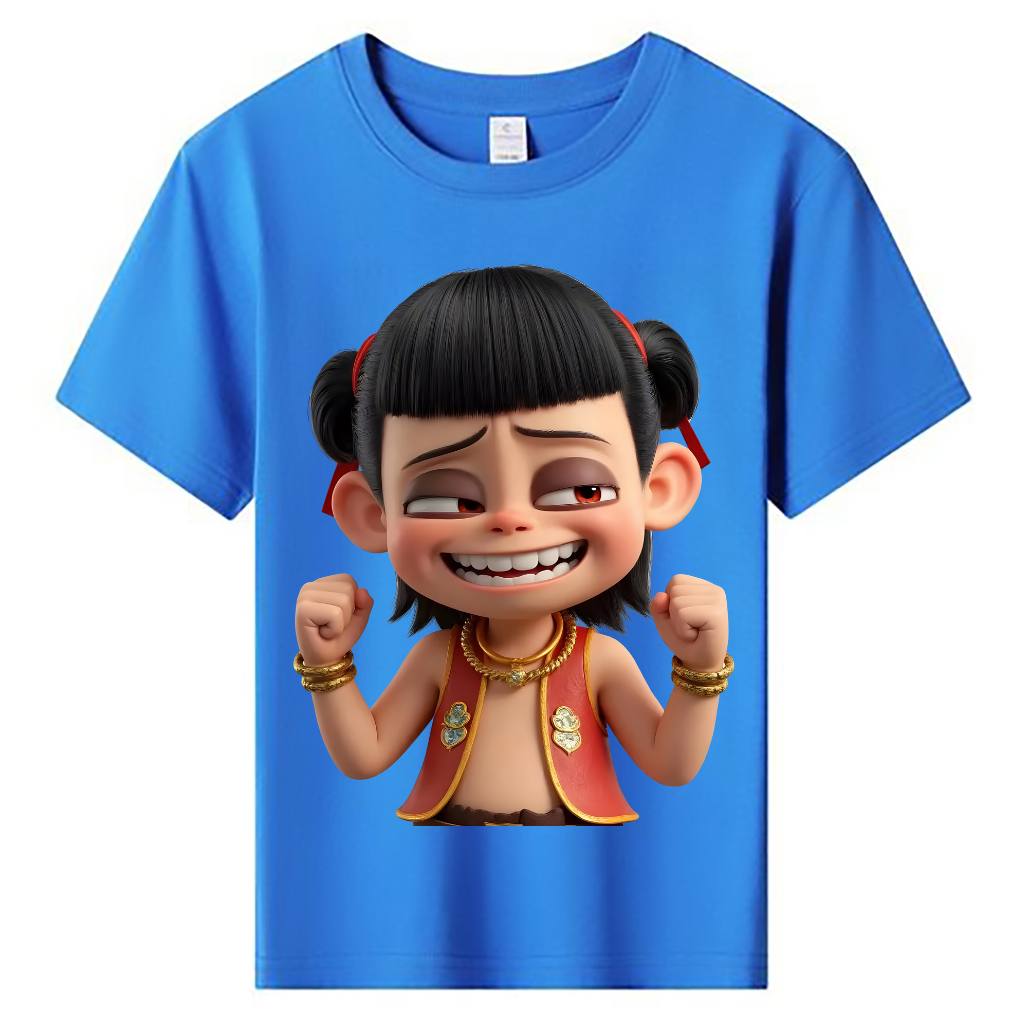 （画像用） Ne Zha 2 ナタ 魔童の大暴れ 綿100％キッズTシャツ（フロントプリント）